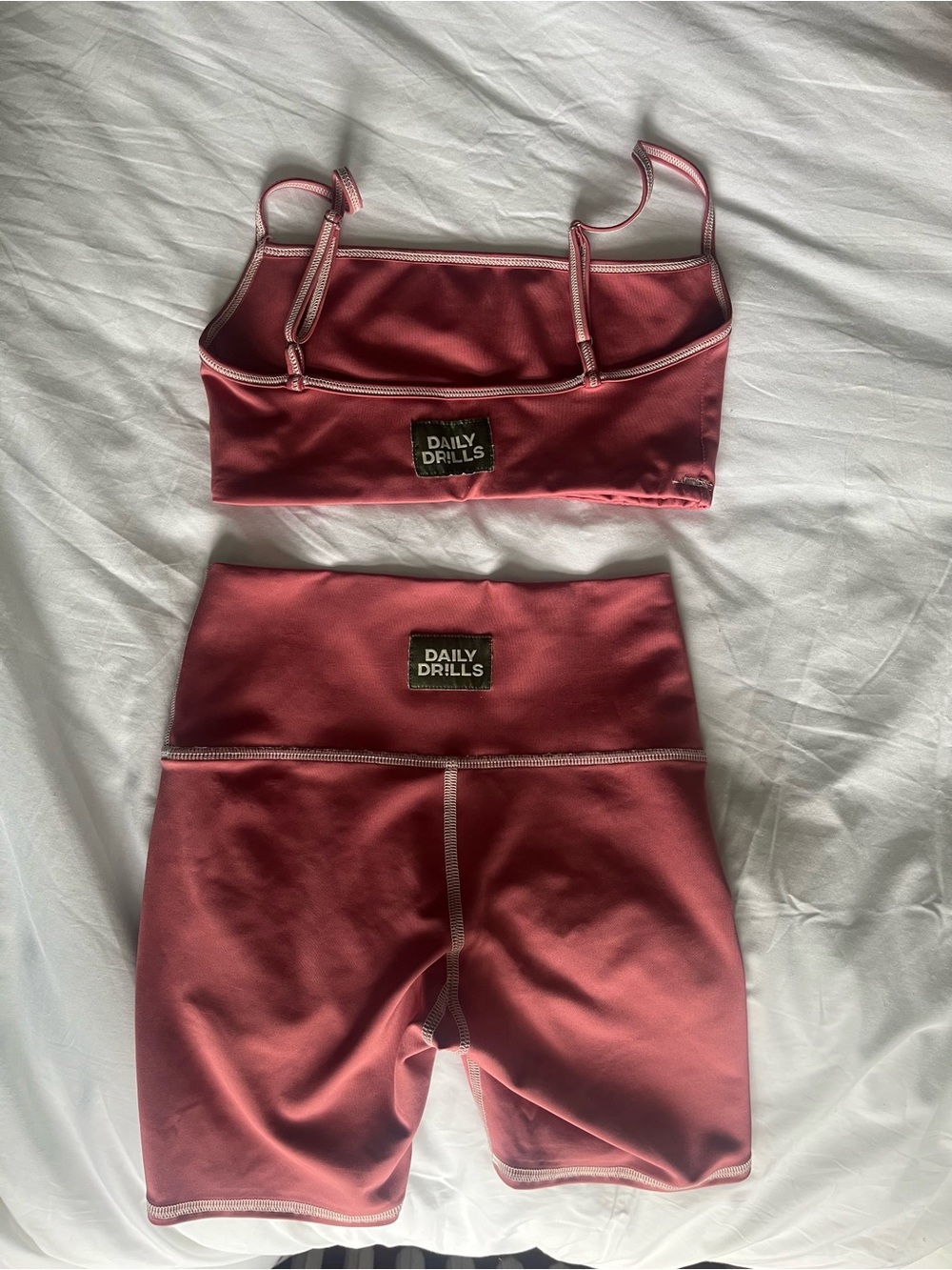 Daily Drills women’s set of biker Shorts and Crop Top in Dusty Rose size small